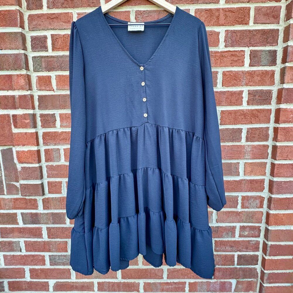 Dress Up Brand Tiered Dress Large Black Flowy Babydoll Love People Love Clothes